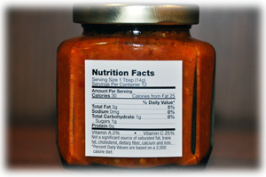 hellish relish nutrition label